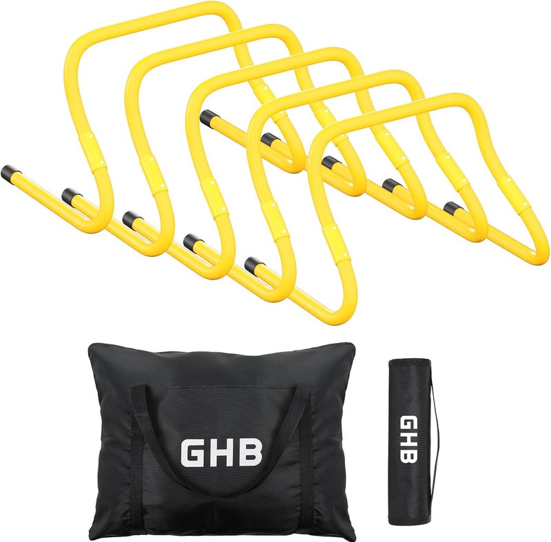 GHB Agility Hurdles 5/6 Pack Foldable Speed Agility Training Hurdles Adjustable Sturdy Hurdles Training Equipment Set with Carry Bag for Amateur, Athletes, Soccer, Basketball - Image 1